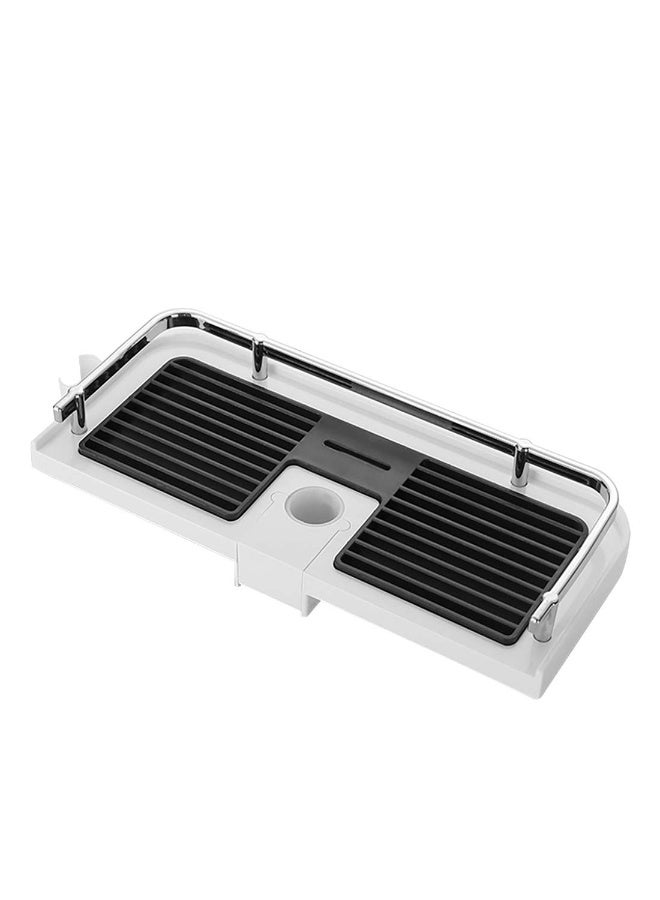 Direct Shower Caddy Shelf for Slide Bar, Bathroom Shower Rack Organizer Sponge Soap Holder for Shampoo Soap, with Stainless Steel Guardrail, Adjustable Shower Shelves with Hanging Hook - Image 2